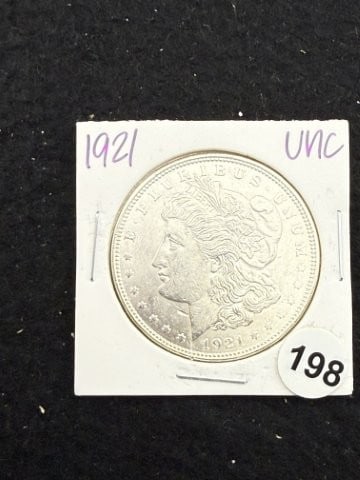 1921 UNC Morgan Silver Dollar Coin: KEY WORDS: INDIAN ARTIFACT ARTIFACTS ARROWHEAD ARROWHEADS NATIVE AMERICAN MISSISSIPPIAN QUAPAW CADDO POTTERY COINS MORGAN DOLLAR PEACE DOLLAR SILVER COINS. All coins have been Sigma tested for