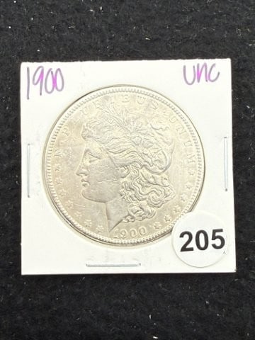 1900 UNC Morgan Silver Dollar Coin: KEY WORDS: INDIAN ARTIFACT ARTIFACTS ARROWHEAD ARROWHEADS NATIVE AMERICAN MISSISSIPPIAN QUAPAW CADDO POTTERY COINS MORGAN DOLLAR PEACE DOLLAR SILVER COINS. All coins have been Sigma tested for