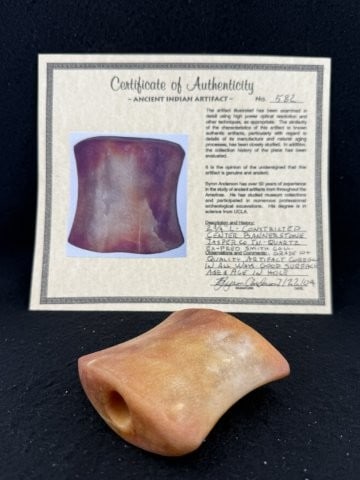 Bannerstone with Byron Anderson COA from Jasper County, Indiana Indian Artifact Arrowhead: KEY WORDS: INDIAN ARTIFACT ARTIFACTS ARROWHEAD ARROWHEADS NATIVE AMERICAN MISSISSIPPIAN QUAPAW CADDO POTTERY COINS MORGAN DOLLAR PEACE DOLLAR SILVER COINS. All coins have been Sigma tested for