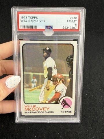 1973 Topps Willie McCovey Baseball Card: KEY WORDS: INDIAN ARTIFACT ARTIFACTS ARROWHEAD ARROWHEADS NATIVE AMERICAN MISSISSIPPIAN QUAPAW CADDO POTTERY COINS MORGAN DOLLAR PEACE DOLLAR SILVER COINS. All coins have been Sigma tested for