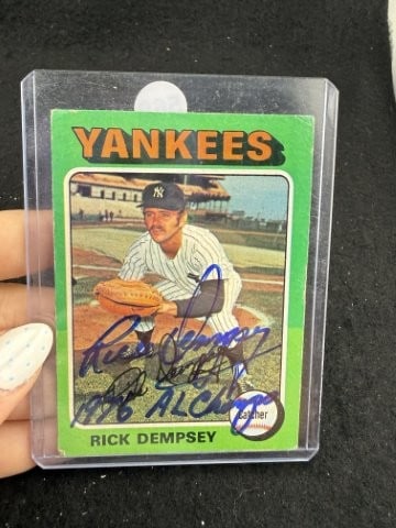1975 Topps Rick Dempsy Hand Signed Authentic Autograph: KEY WORDS: INDIAN ARTIFACT ARTIFACTS ARROWHEAD ARROWHEADS NATIVE AMERICAN MISSISSIPPIAN QUAPAW CADDO POTTERY COINS MORGAN DOLLAR PEACE DOLLAR SILVER COINS. All coins have been Sigma tested for authent
