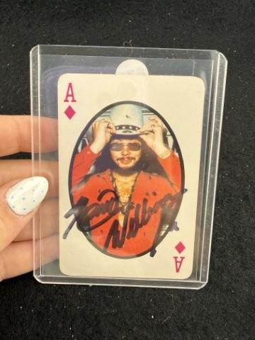 Hank Williams Jr. Hand Signed Authentic Autograph: KEY WORDS: INDIAN ARTIFACT ARTIFACTS ARROWHEAD ARROWHEADS NATIVE AMERICAN MISSISSIPPIAN QUAPAW CADDO POTTERY COINS MORGAN DOLLAR PEACE DOLLAR SILVER COINS. All coins have been Sigma tested for authent