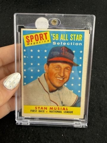 1958 Topps Stan Musial Baseball Card: KEY WORDS: INDIAN ARTIFACT ARTIFACTS ARROWHEAD ARROWHEADS NATIVE AMERICAN MISSISSIPPIAN QUAPAW CADDO POTTERY COINS MORGAN DOLLAR PEACE DOLLAR SILVER COINS. All coins have been Sigma tested for authent