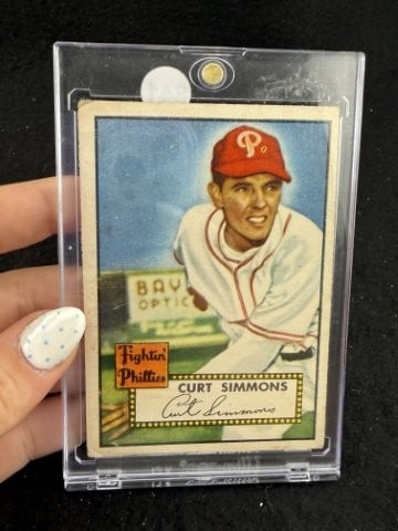 1952 Topps Kurt Simmons Baseball Card: KEY WORDS: INDIAN ARTIFACT ARTIFACTS ARROWHEAD ARROWHEADS NATIVE AMERICAN MISSISSIPPIAN QUAPAW CADDO POTTERY COINS MORGAN DOLLAR PEACE DOLLAR SILVER COINS. All coins have been Sigma tested for
