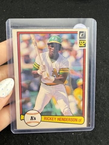1982 Donruss Rickey Henderson Baseball Card: KEY WORDS: INDIAN ARTIFACT ARTIFACTS ARROWHEAD ARROWHEADS NATIVE AMERICAN MISSISSIPPIAN QUAPAW CADDO POTTERY COINS MORGAN DOLLAR PEACE DOLLAR SILVER COINS. All coins have been Sigma tested for