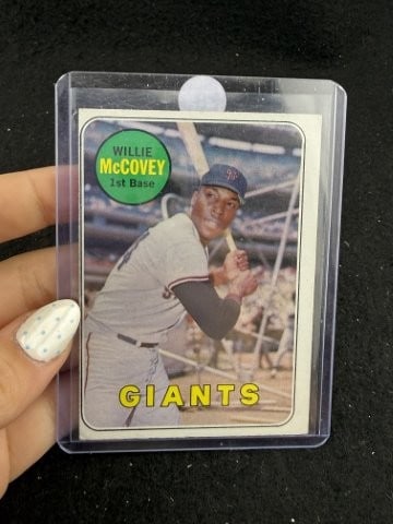 1969 Topps Willie McCovey Baseball Card: KEY WORDS: INDIAN ARTIFACT ARTIFACTS ARROWHEAD ARROWHEADS NATIVE AMERICAN MISSISSIPPIAN QUAPAW CADDO POTTERY COINS MORGAN DOLLAR PEACE DOLLAR SILVER COINS. All coins have been Sigma tested for
