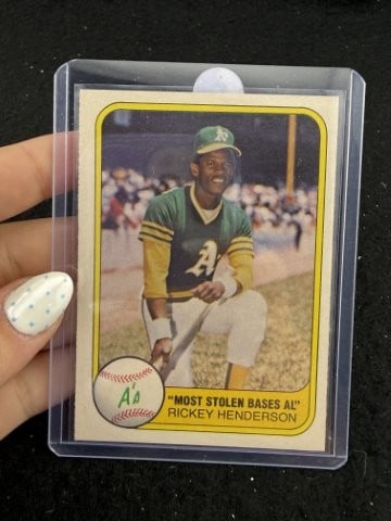 1981 Fleer Rickey Henderson Baseball Card: KEY WORDS: INDIAN ARTIFACT ARTIFACTS ARROWHEAD ARROWHEADS NATIVE AMERICAN MISSISSIPPIAN QUAPAW CADDO POTTERY COINS MORGAN DOLLAR PEACE DOLLAR SILVER COINS. All coins have been Sigma tested for