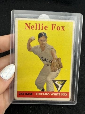 1958 Topps Nellie Fox Baseball Card: KEY WORDS: INDIAN ARTIFACT ARTIFACTS ARROWHEAD ARROWHEADS NATIVE AMERICAN MISSISSIPPIAN QUAPAW CADDO POTTERY COINS MORGAN DOLLAR PEACE DOLLAR SILVER COINS. All coins have been Sigma tested for