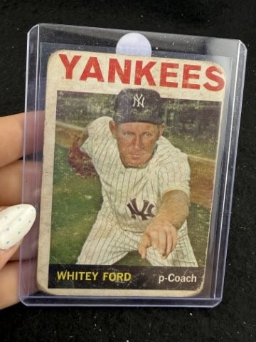 1964 Topps Whitey Ford Baseball Card: KEY WORDS: INDIAN ARTIFACT ARTIFACTS ARROWHEAD ARROWHEADS NATIVE AMERICAN MISSISSIPPIAN QUAPAW CADDO POTTERY COINS MORGAN DOLLAR PEACE DOLLAR SILVER COINS. All coins have been Sigma tested for