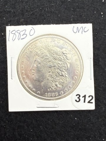 1883 O UNC Morgan Silver Dollar Coin: KEY WORDS: INDIAN ARTIFACT ARTIFACTS ARROWHEAD ARROWHEADS NATIVE AMERICAN MISSISSIPPIAN QUAPAW CADDO POTTERY COINS MORGAN DOLLAR PEACE DOLLAR SILVER COINS. All coins have been Sigma tested for