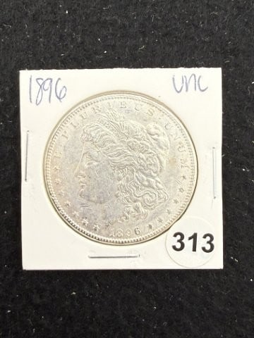 1896 UNC Morgan Silver Dollar Coin: KEY WORDS: INDIAN ARTIFACT ARTIFACTS ARROWHEAD ARROWHEADS NATIVE AMERICAN MISSISSIPPIAN QUAPAW CADDO POTTERY COINS MORGAN DOLLAR PEACE DOLLAR SILVER COINS. All coins have been Sigma tested for