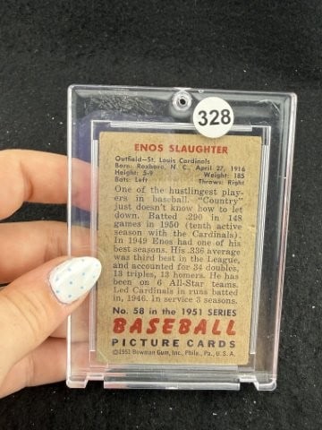 1951 Bowman Enos Slaughter Baseball Card - 2