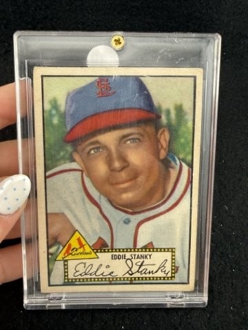 1952 Topps Eddie Stanky Baseball Card: KEY WORDS: INDIAN ARTIFACT ARTIFACTS ARROWHEAD ARROWHEADS NATIVE AMERICAN MISSISSIPPIAN QUAPAW CADDO POTTERY COINS MORGAN DOLLAR PEACE DOLLAR SILVER COINS. All coins have been Sigma tested for