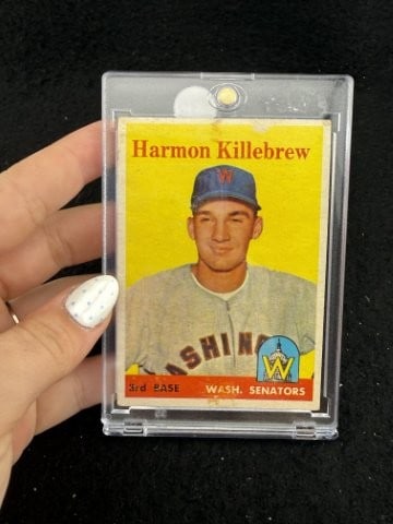 1958 Topps Harmon Killebrew Baseball Card: KEY WORDS: INDIAN ARTIFACT ARTIFACTS ARROWHEAD ARROWHEADS NATIVE AMERICAN MISSISSIPPIAN QUAPAW CADDO POTTERY COINS MORGAN DOLLAR PEACE DOLLAR SILVER COINS. All coins have been Sigma tested for