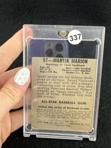 Martin Marion Baseball Card - 2