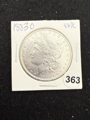 1883 O UNC Morgan Silver Dollar Coin: KEY WORDS: INDIAN ARTIFACT ARTIFACTS ARROWHEAD ARROWHEADS NATIVE AMERICAN MISSISSIPPIAN QUAPAW CADDO POTTERY COINS MORGAN DOLLAR PEACE DOLLAR SILVER COINS. All coins have been Sigma tested for