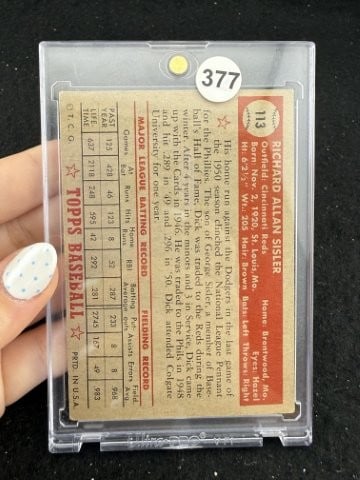 Dick Sisler Baseball Card - 2