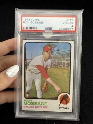 1973 Topps Goose Gossage Baseball Card: KEY WORDS: INDIAN ARTIFACT ARTIFACTS ARROWHEAD ARROWHEADS NATIVE AMERICAN MISSISSIPPIAN QUAPAW CADDO POTTERY COINS MORGAN DOLLAR PEACE DOLLAR SILVER COINS. All coins have been Sigma tested for