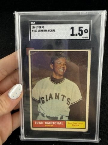 1961 Topps Juan Marichal Baseball Card: KEY WORDS: INDIAN ARTIFACT ARTIFACTS ARROWHEAD ARROWHEADS NATIVE AMERICAN MISSISSIPPIAN QUAPAW CADDO POTTERY COINS MORGAN DOLLAR PEACE DOLLAR SILVER COINS. All coins have been Sigma tested for