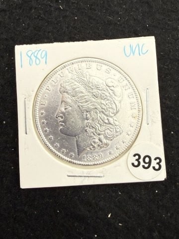 1889 UNC Morgan Silver Dollar Coin: KEY WORDS: INDIAN ARTIFACT ARTIFACTS ARROWHEAD ARROWHEADS NATIVE AMERICAN MISSISSIPPIAN QUAPAW CADDO POTTERY COINS MORGAN DOLLAR PEACE DOLLAR SILVER COINS. All coins have been Sigma tested for