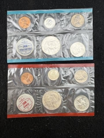 1963 D & 1963 P Mint Coin Sets: KEY WORDS: INDIAN ARTIFACT ARTIFACTS ARROWHEAD ARROWHEADS NATIVE AMERICAN MISSISSIPPIAN QUAPAW CADDO POTTERY COINS MORGAN DOLLAR PEACE DOLLAR SILVER COINS. All coins have been Sigma tested for authent