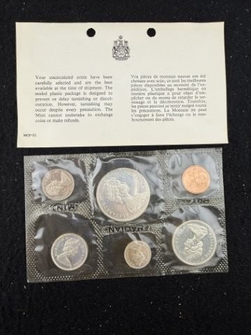 Canadian Coin Set: KEY WORDS: INDIAN ARTIFACT ARTIFACTS ARROWHEAD ARROWHEADS NATIVE AMERICAN MISSISSIPPIAN QUAPAW CADDO POTTERY COINS MORGAN DOLLAR PEACE DOLLAR SILVER COINS. All coins have been Sigma tested for authent
