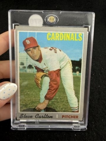 1970 Topps Steve Carlton Baseball Card: KEY WORDS: INDIAN ARTIFACT ARTIFACTS ARROWHEAD ARROWHEADS NATIVE AMERICAN MISSISSIPPIAN QUAPAW CADDO POTTERY COINS MORGAN DOLLAR PEACE DOLLAR SILVER COINS. All coins have been Sigma tested for