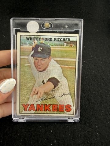 1967 Topps Whitey Ford Baseball Card: KEY WORDS: INDIAN ARTIFACT ARTIFACTS ARROWHEAD ARROWHEADS NATIVE AMERICAN MISSISSIPPIAN QUAPAW CADDO POTTERY COINS MORGAN DOLLAR PEACE DOLLAR SILVER COINS. All coins have been Sigma tested for authent