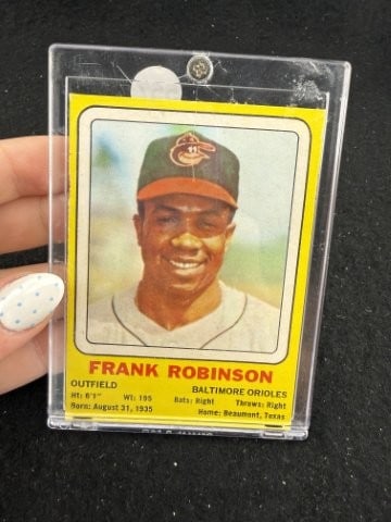 Trans-O-Gram Frank Robinson Baseball Card: KEY WORDS: INDIAN ARTIFACT ARTIFACTS ARROWHEAD ARROWHEADS NATIVE AMERICAN MISSISSIPPIAN QUAPAW CADDO POTTERY COINS MORGAN DOLLAR PEACE DOLLAR SILVER COINS. All coins have been Sigma tested for authent