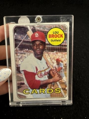 1969 Topps Lou Brock Baseball Card: KEY WORDS: INDIAN ARTIFACT ARTIFACTS ARROWHEAD ARROWHEADS NATIVE AMERICAN MISSISSIPPIAN QUAPAW CADDO POTTERY COINS MORGAN DOLLAR PEACE DOLLAR SILVER COINS. All coins have been Sigma tested for authent