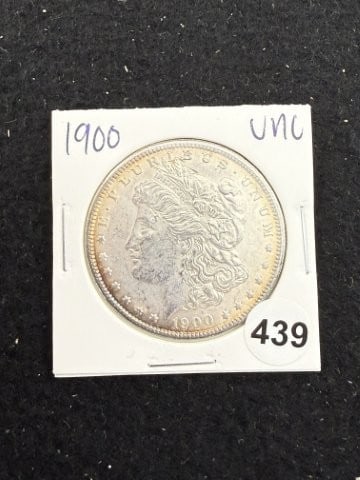 1900 UNC Morgan Silver Dollar Coin: KEY WORDS: INDIAN ARTIFACT ARTIFACTS ARROWHEAD ARROWHEADS NATIVE AMERICAN MISSISSIPPIAN QUAPAW CADDO POTTERY COINS MORGAN DOLLAR PEACE DOLLAR SILVER COINS. All coins have been Sigma tested for authent