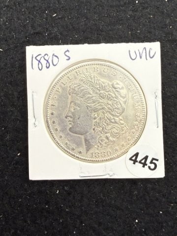 1880 S UNC Morgan Silver Dollar Coin: KEY WORDS: INDIAN ARTIFACT ARTIFACTS ARROWHEAD ARROWHEADS NATIVE AMERICAN MISSISSIPPIAN QUAPAW CADDO POTTERY COINS MORGAN DOLLAR PEACE DOLLAR SILVER COINS. All coins have been Sigma tested for