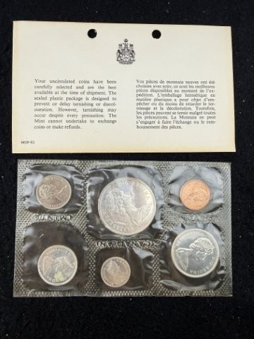 Canadian Coin Set: KEY WORDS: INDIAN ARTIFACT ARTIFACTS ARROWHEAD ARROWHEADS NATIVE AMERICAN MISSISSIPPIAN QUAPAW CADDO POTTERY COINS MORGAN DOLLAR PEACE DOLLAR SILVER COINS. All coins have been Sigma tested for