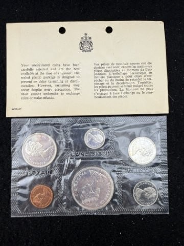 Canadian Coin Set: KEY WORDS: INDIAN ARTIFACT ARTIFACTS ARROWHEAD ARROWHEADS NATIVE AMERICAN MISSISSIPPIAN QUAPAW CADDO POTTERY COINS MORGAN DOLLAR PEACE DOLLAR SILVER COINS. All coins have been Sigma tested for authent