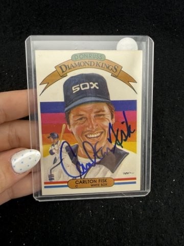 Carlton Fisk Hand Signed Authentic Autograph: KEY WORDS: INDIAN ARTIFACT ARTIFACTS ARROWHEAD ARROWHEADS NATIVE AMERICAN MISSISSIPPIAN QUAPAW CADDO POTTERY COINS MORGAN DOLLAR PEACE DOLLAR SILVER COINS. All coins have been Sigma tested for