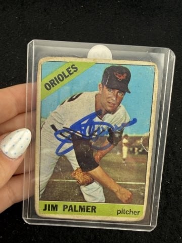 Jim Palmer Hand Signed Authentic Autograph: KEY WORDS: INDIAN ARTIFACT ARTIFACTS ARROWHEAD ARROWHEADS NATIVE AMERICAN MISSISSIPPIAN QUAPAW CADDO POTTERY COINS MORGAN DOLLAR PEACE DOLLAR SILVER COINS. All coins have been Sigma tested for authent