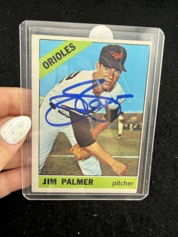 Jim Palmer Hand Signed Authentic Autograph: KEY WORDS: INDIAN ARTIFACT ARTIFACTS ARROWHEAD ARROWHEADS NATIVE AMERICAN MISSISSIPPIAN QUAPAW CADDO POTTERY COINS MORGAN DOLLAR PEACE DOLLAR SILVER COINS. All coins have been Sigma tested for authent