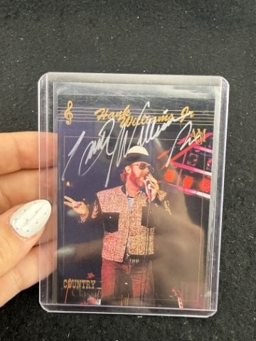 Hank Williams Jr. Hand Signed Authentic Autograph: KEY WORDS: INDIAN ARTIFACT ARTIFACTS ARROWHEAD ARROWHEADS NATIVE AMERICAN MISSISSIPPIAN QUAPAW CADDO POTTERY COINS MORGAN DOLLAR PEACE DOLLAR SILVER COINS. All coins have been Sigma tested for