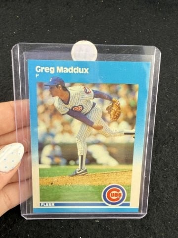 1987 Fleer Greg Maddux Baseball Card: KEY WORDS: INDIAN ARTIFACT ARTIFACTS ARROWHEAD ARROWHEADS NATIVE AMERICAN MISSISSIPPIAN QUAPAW CADDO POTTERY COINS MORGAN DOLLAR PEACE DOLLAR SILVER COINS. All coins have been Sigma tested for