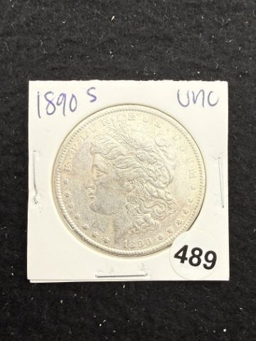 1890 S UNC Morgan Silver Dollar Coin: KEY WORDS: INDIAN ARTIFACT ARTIFACTS ARROWHEAD ARROWHEADS NATIVE AMERICAN MISSISSIPPIAN QUAPAW CADDO POTTERY COINS MORGAN DOLLAR PEACE DOLLAR SILVER COINS. All coins have been Sigma tested for