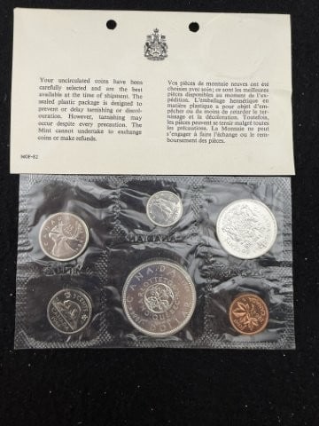 Canadian Coin Set: KEY WORDS: INDIAN ARTIFACT ARTIFACTS ARROWHEAD ARROWHEADS NATIVE AMERICAN MISSISSIPPIAN QUAPAW CADDO POTTERY COINS MORGAN DOLLAR PEACE DOLLAR SILVER COINS. All coins have been Sigma tested for