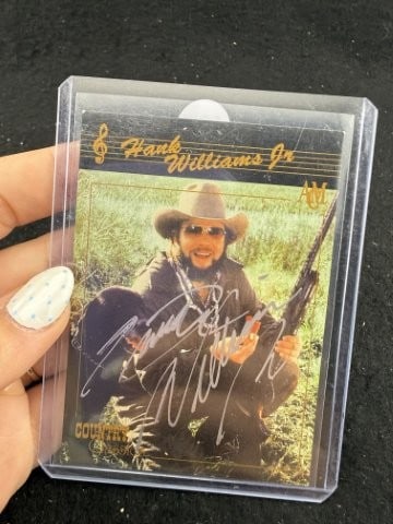 Hank Williams Jr. Hand Signed Authentic Autograph: KEY WORDS: INDIAN ARTIFACT ARTIFACTS ARROWHEAD ARROWHEADS NATIVE AMERICAN MISSISSIPPIAN QUAPAW CADDO POTTERY COINS MORGAN DOLLAR PEACE DOLLAR SILVER COINS. All coins have been Sigma tested for