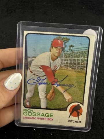 Goose Gossage Hand Signed Authentic Autograph: KEY WORDS: INDIAN ARTIFACT ARTIFACTS ARROWHEAD ARROWHEADS NATIVE AMERICAN MISSISSIPPIAN QUAPAW CADDO POTTERY COINS MORGAN DOLLAR PEACE DOLLAR SILVER COINS. All coins have been Sigma tested for