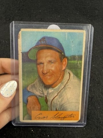 Bowman Enos Slaughter Baseball Card: KEY WORDS: INDIAN ARTIFACT ARTIFACTS ARROWHEAD ARROWHEADS NATIVE AMERICAN MISSISSIPPIAN QUAPAW CADDO POTTERY COINS MORGAN DOLLAR PEACE DOLLAR SILVER COINS. All coins have been Sigma tested for
