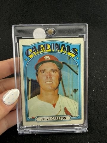 1972 Topps Steve Carlton Baseball Card: KEY WORDS: INDIAN ARTIFACT ARTIFACTS ARROWHEAD ARROWHEADS NATIVE AMERICAN MISSISSIPPIAN QUAPAW CADDO POTTERY COINS MORGAN DOLLAR PEACE DOLLAR SILVER COINS. All coins have been Sigma tested for