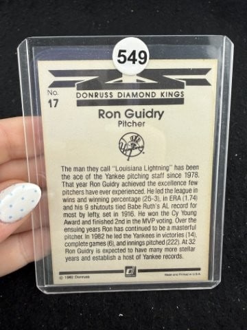 Ron Guidry Hand Signed Authentic Autograph - 2