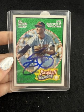Jim Palmer Hand Signed Authentic Autograph: KEY WORDS: INDIAN ARTIFACT ARTIFACTS ARROWHEAD ARROWHEADS NATIVE AMERICAN MISSISSIPPIAN QUAPAW CADDO POTTERY COINS MORGAN DOLLAR PEACE DOLLAR SILVER COINS. All coins have been Sigma tested for authent