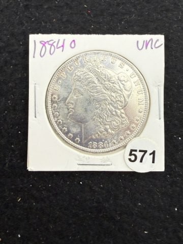 1884 O UNC Morgan Silver Dollar Coin: KEY WORDS: INDIAN ARTIFACT ARTIFACTS ARROWHEAD ARROWHEADS NATIVE AMERICAN MISSISSIPPIAN QUAPAW CADDO POTTERY COINS MORGAN DOLLAR PEACE DOLLAR SILVER COINS. All coins have been Sigma tested for
