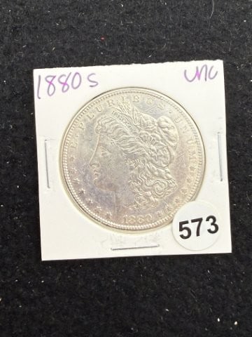 1880 S UNC Morgan Silver Dollar Coin: KEY WORDS: INDIAN ARTIFACT ARTIFACTS ARROWHEAD ARROWHEADS NATIVE AMERICAN MISSISSIPPIAN QUAPAW CADDO POTTERY COINS MORGAN DOLLAR PEACE DOLLAR SILVER COINS. All coins have been Sigma tested for