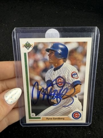 Ryne Sandberg Hand Signed Authentic Autograph: KEY WORDS: INDIAN ARTIFACT ARTIFACTS ARROWHEAD ARROWHEADS NATIVE AMERICAN MISSISSIPPIAN QUAPAW CADDO POTTERY COINS MORGAN DOLLAR PEACE DOLLAR SILVER COINS. All coins have been Sigma tested for authent